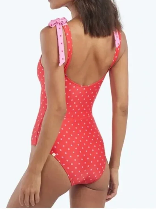 Summersalt The Tie Backflip Square Dot Hibiscus & Flamingo One Piece Swimsuit 10 - Picture 7 of 8
